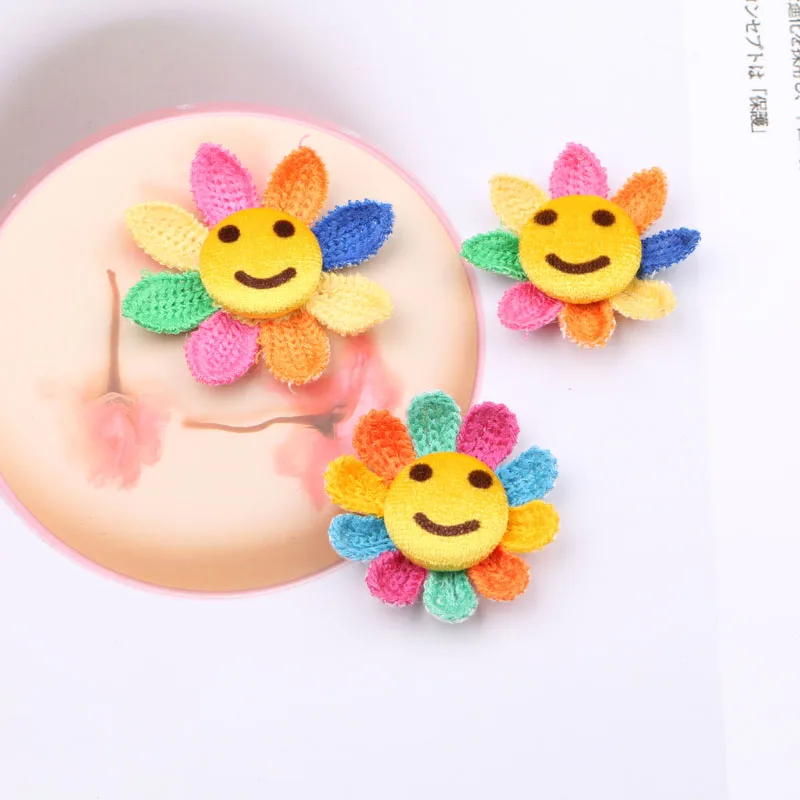 S Sunflower Patch Sticker Floral Girl Hair Jewelry Button  4pcs/lot Ornament Diy