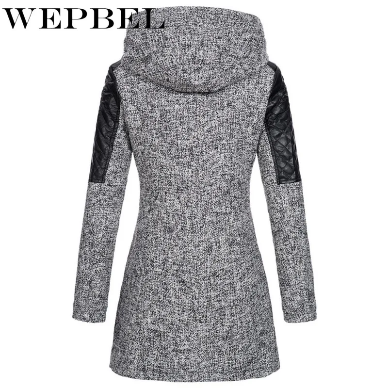 

WEPBEL Womens Vintage Woolen Coat Slim Trench Coats Lady Hooded Collar Peacoat Winter Woolen Coat Jackets Outwear Plus Size