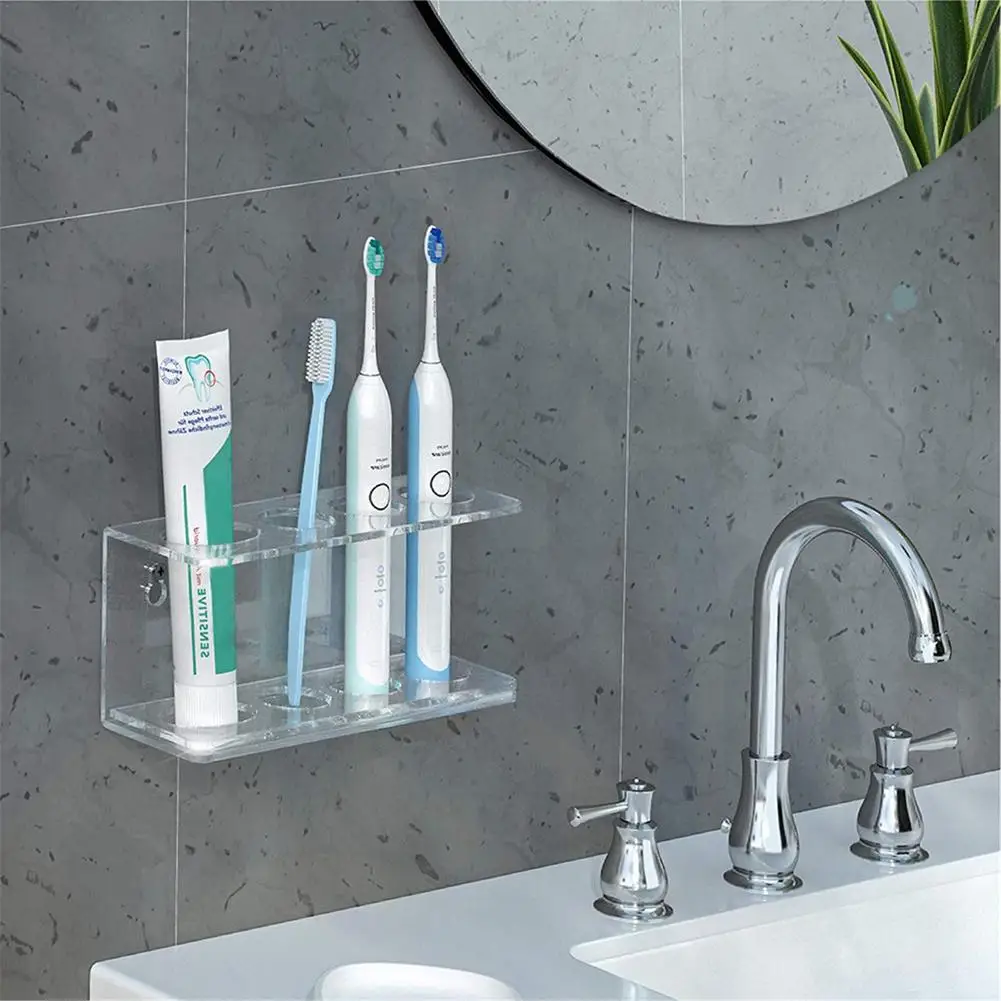 

2 шт., прозрачный акриловый держатель для зубной щётки и пасты