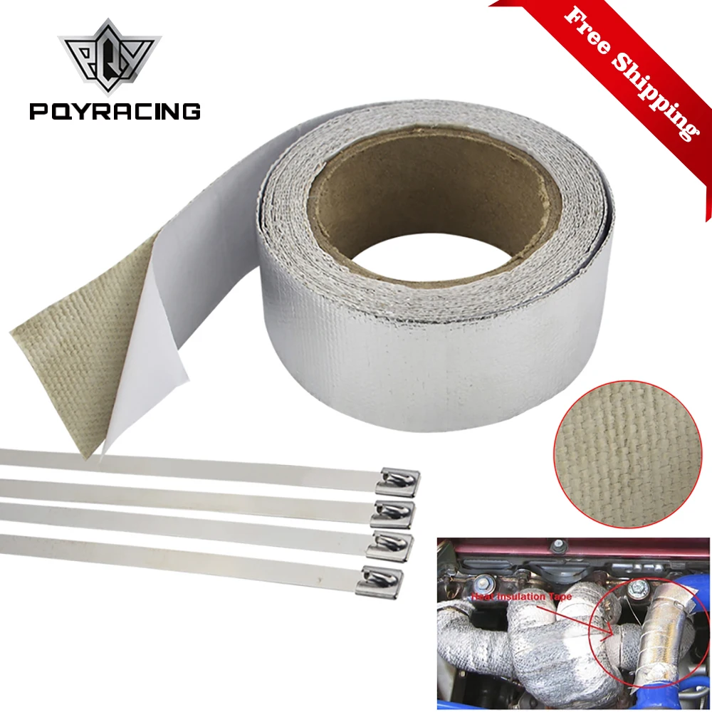 

Free Shipping Car Aluminum Reinforced Tape Adhesive Backed Heat Shield Resistant Wrap For Intake pipe WITH 4PCS TIES PQY1612