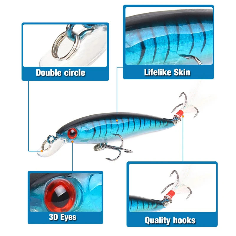 

105MM / 7G High Quality Simulation Fishing Bait Mini 3D Painting Hard Bait Swinging Lure Sea Fishing Bait Fishing Equipment