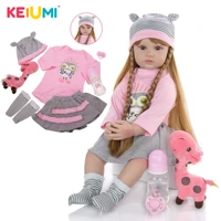 keiumi 24 inch new arrival soft silicone reborn babies doll cloth body dolls toy educational gift to child birthday surprises