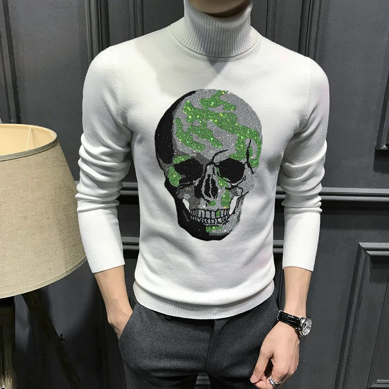 

Теплый кашемировый зимний мужской свитер с высоким воротом, Новое поступление, трендовый вязаный пуловер в стиле хип-хоп для молодежи