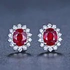DAIWUJAN класса люкс австрийский циркониевый Кристал, серьги со шпилькой, для женщин, 925 Серебряный Овальный Рубин женские серьги вечерние свадебные украшения подарки