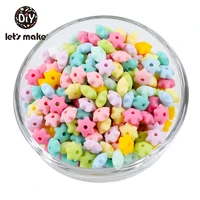 lets make 50pcs mini star silicone teether baby mouth nursing hexagonal silicone tooth candy color baby teether beads