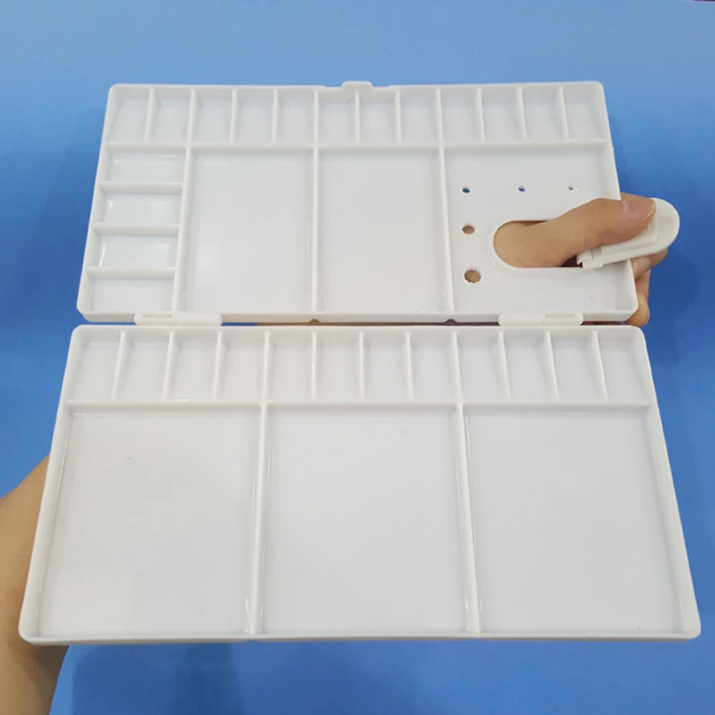 

33 Grid Paint Palette Plastic Finger Hole Painting Gouache Art Supplies Foldable Professional Storage Box Watercolor Tool Tray