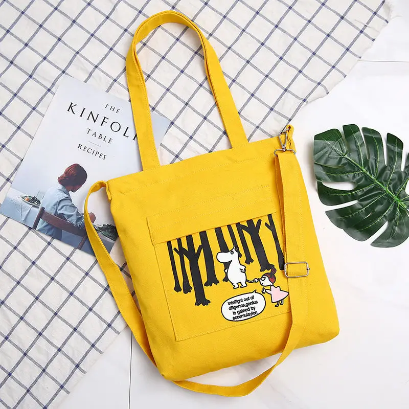 Yellow Cow Милая тканевая сумка с животными, женская сумка черного и белого цвета на одно плечо для покупок, тренд, Лоскутная сумка через плечо - Цвет: Yellow Cow