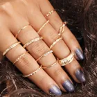 12 шт.компл. Роскошные винтажные кольца для женщин, поворотное геометрическое кольцо, женское золотое кольцо с кристаллами, свадебные украшения, аксессуары, подарок