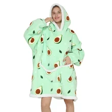 Manta con capucha de gran tamaño para adultos, hombres, mujeres y niños, supersuave y cálida, cómoda, Sherpa, con bolsillo (4)