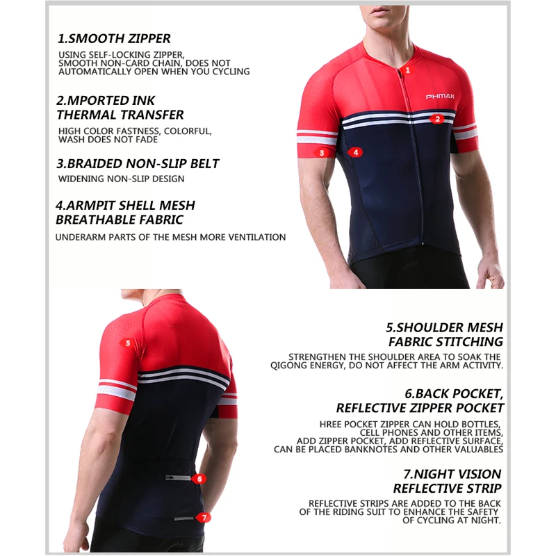 Трикотажные изделия PHMAX для велоспорта с коротким рукавом 2020 | Спорт и