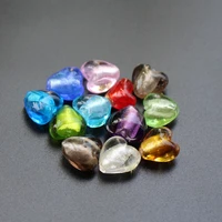10pcs 12mm heart shape beads foiled lampwork glass beads multi color for jewelry making