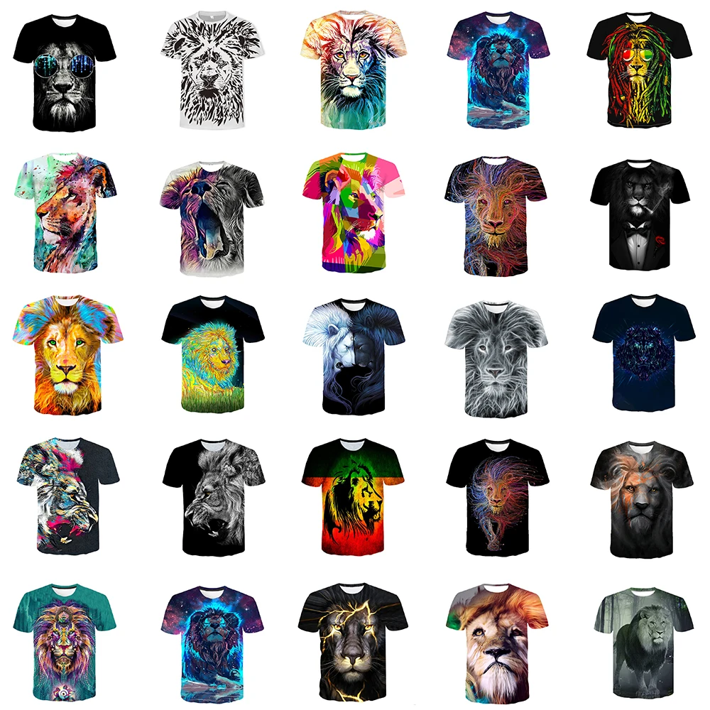 

Lion For Men/Women 25 Style 3D Printing Pattern Funny Animal Graphics Loose Oversized Short-Sleeved Round Neck Tops Tees