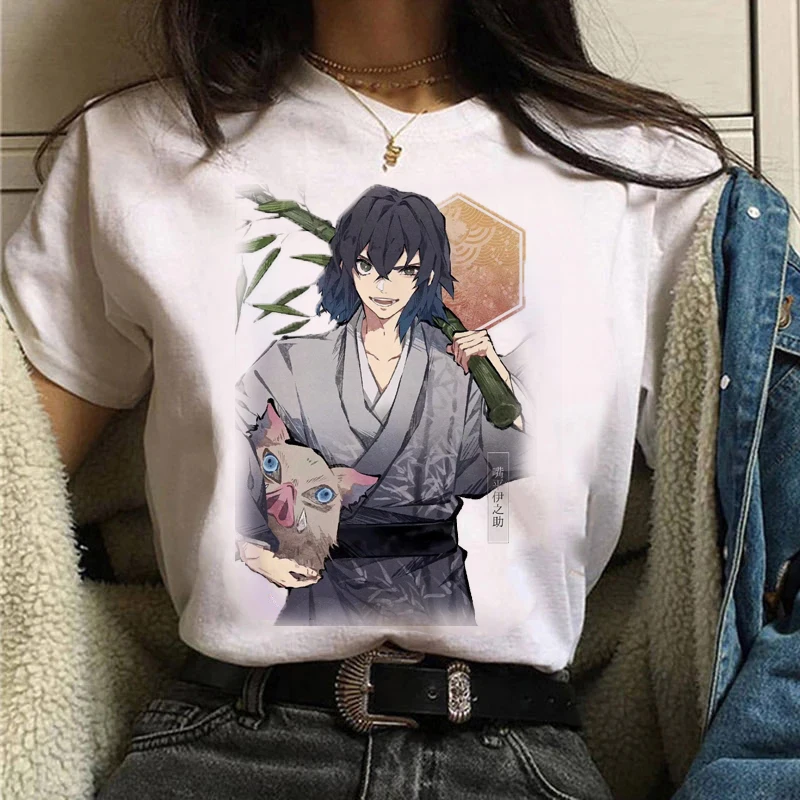 

Hashibira Inosuke Pattern Print T-Shirt Women Short Sleeve Japanese Demon Slayer Kawaii Tshirt Female Tops Tees Clothes Pullover