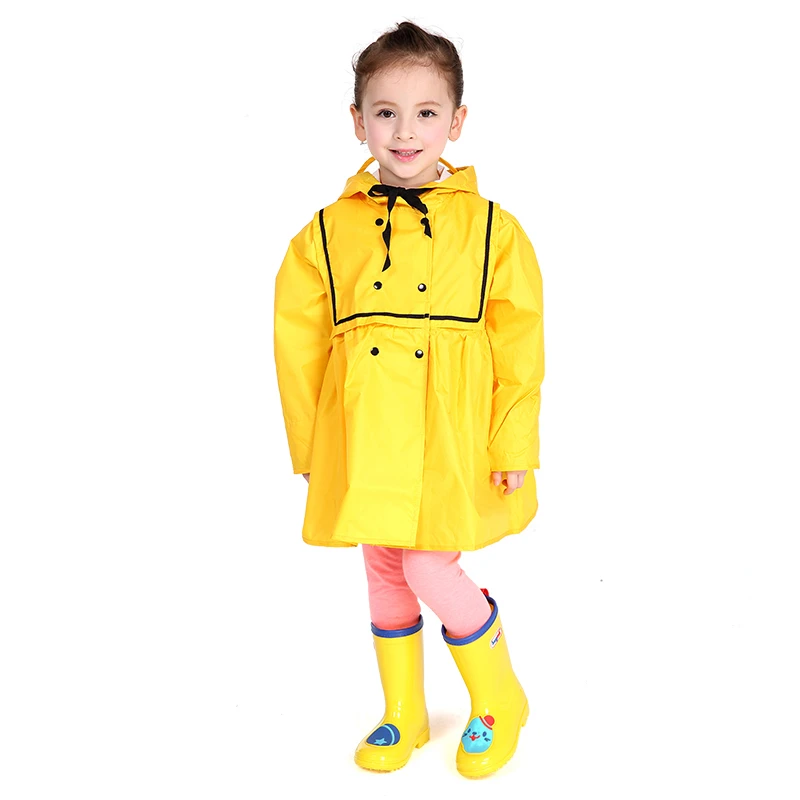 Желтый Водонепроницаемый дождевик для девочек длинное пончо пальто