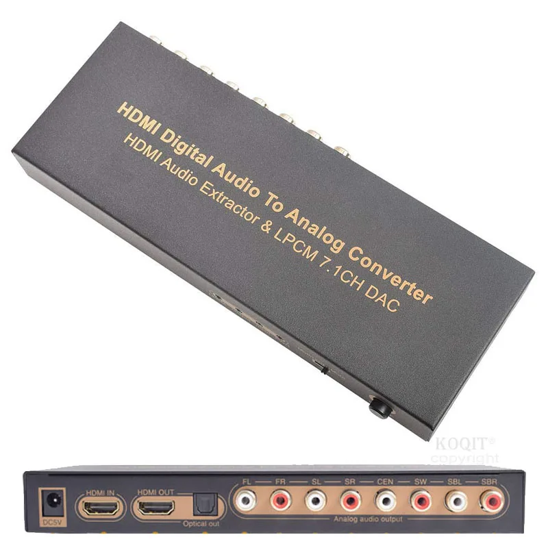 Цифровой аудио в аналоговый конвертер HDMI экстрактор LPCM 7.1CH 192 кГц DAC 3D оптический