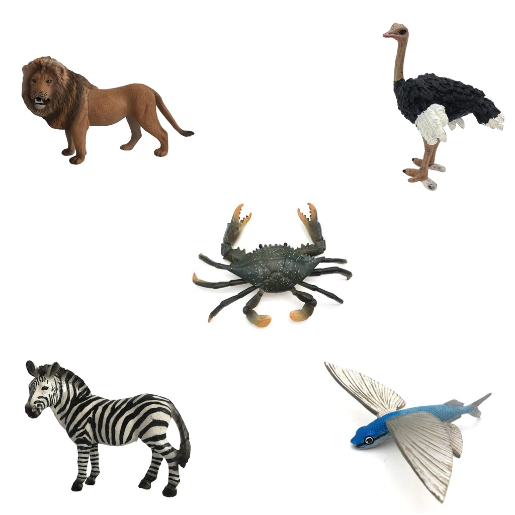 

Nature Wild Lion Ostrich Zebra Flying Fish Cute Animal Model Figurine Action Figures Kids Playset Toy Home Tabletop Decor