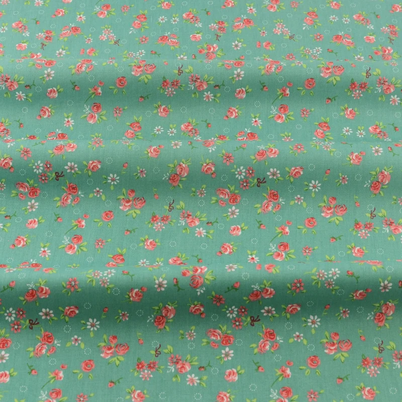 Зеленый 100% хлопок ткань для шитья цветочный дизайн бумага скрапбукинга Tecido