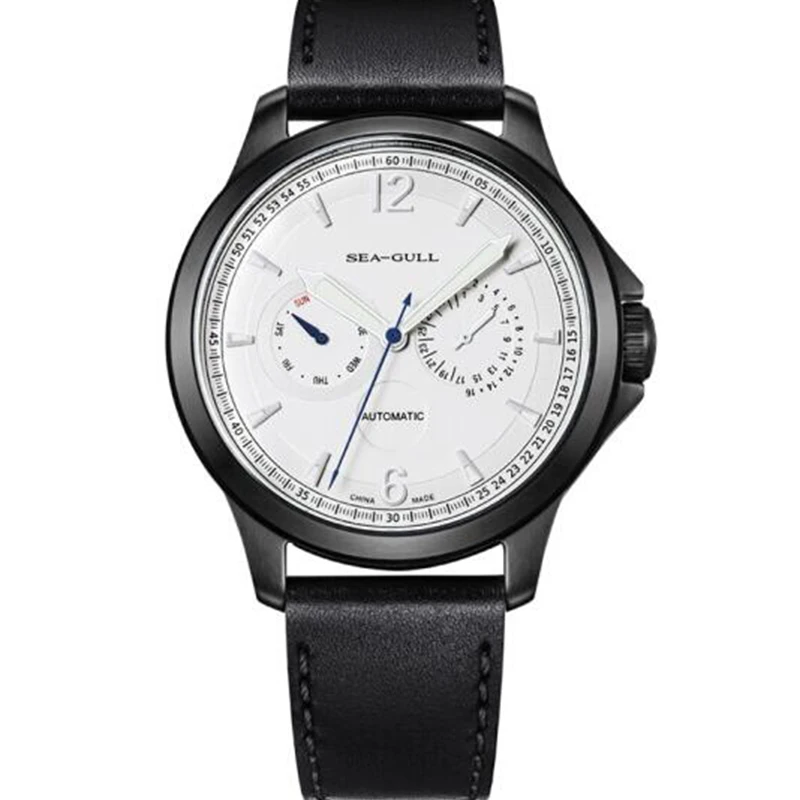 Часы китайские автоматические в стиле милитари 50 м WR светящиеся цифры черный