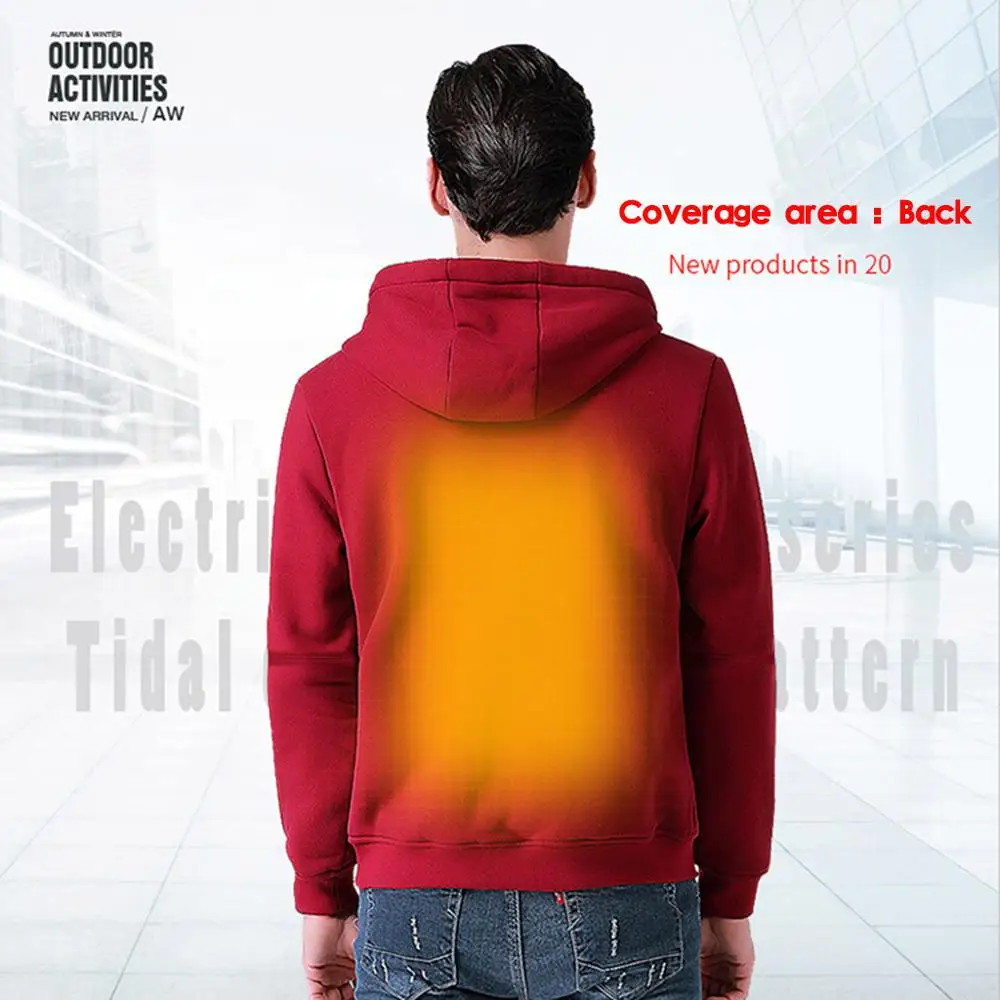 Зимний мужской теплый свитер с капюшоном и электрическим подогревом|Лыжные