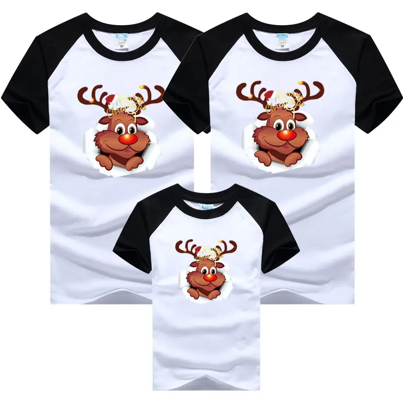 

Family Matching Clothes Mommy Daddy And Me Clothes T-shirt Christmas Deer Head Mother And Daughter Matching Family Outfits