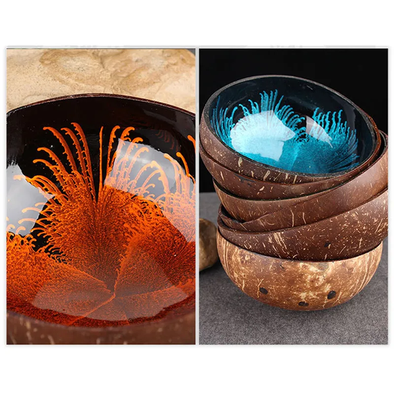 Creative Natural Coconut Shell Bowl Dishes Kitchen Storage Trays Desktop Debris Organiser Handmade Paint Craft Home Decor | Дом и сад