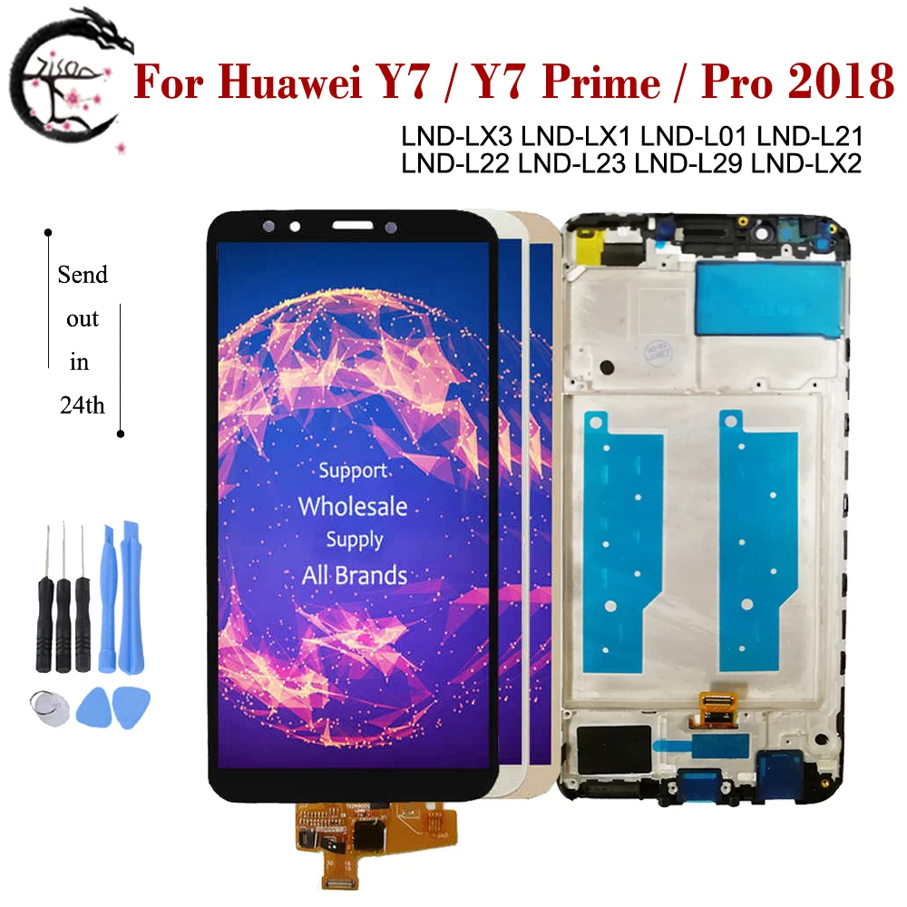 5 99 &quotЖК дисплей с рамкой для Huawei Y7 2018 ЖК Prime / Pro цифровым преобразователем