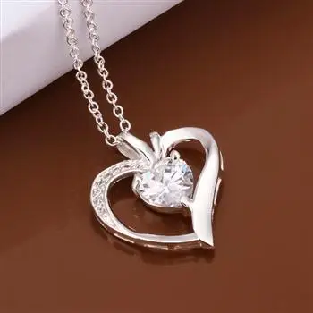

Simple heart-shaped zircon silver necklace N329 LKNSPCN329