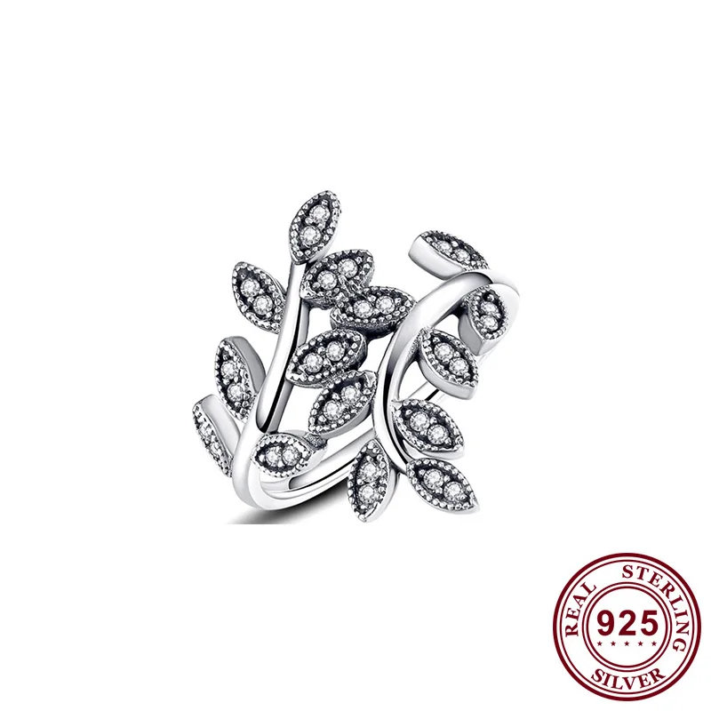

Original 925 Sterling Silver Pan Ring New Elegant Leaf Fold Ring For Women Wedding Party Gift Fashion Jewelry