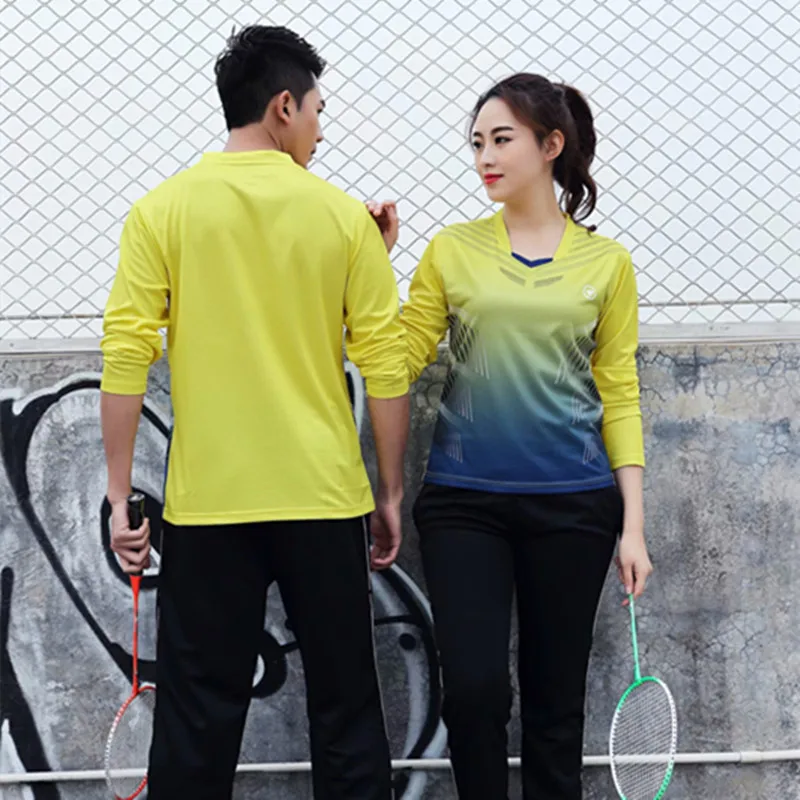 High Quality Women& Men Long Sleeve Tennis Shirts Pants Tracksuits Autumn Badminton Set Table Tennis Uniform Sports Kit Custom