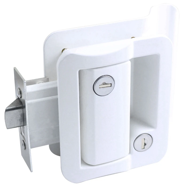 

White RV Paddle Entry Door Lock Latch Handle Knob Deadbolt Camper Trailer