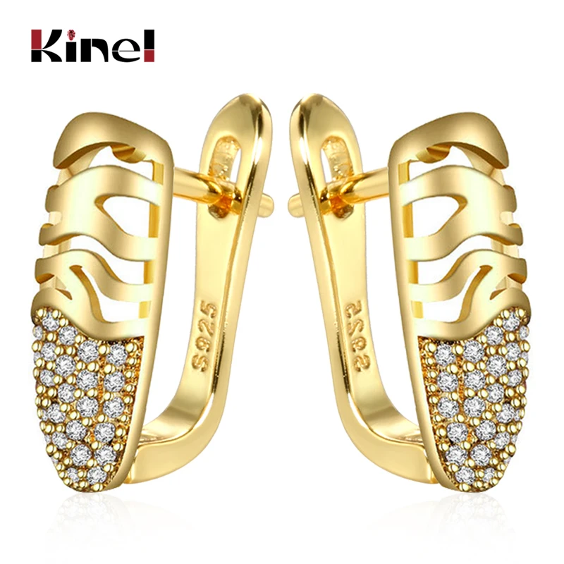 Простые серьги-гвоздики Kinel с инкрустацией из микровоска женская модная