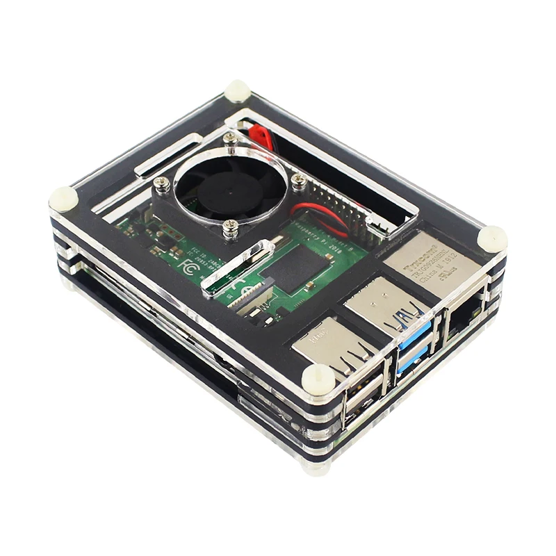 Новый Raspberry Pi 4 чехол ABS металлический акриловый с охлаждающим вентилятором для RPi