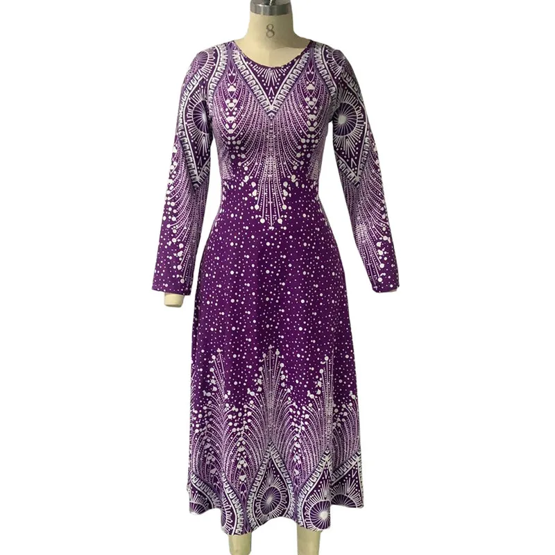 

Spring Summer Dress Women 2020 Casual Plus Size Slim Ball Gown Maxi Dresses Elegant Vintage Print Sexy V Neck Long Party Dress