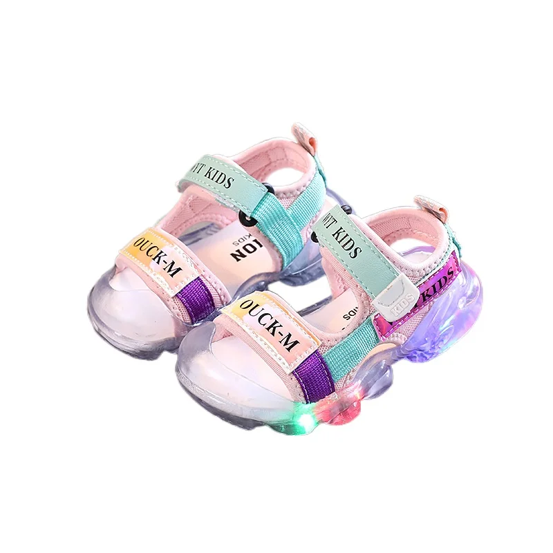 Сандалии Детские со светодиодной подсветкой мягкие пляжные тапочки для