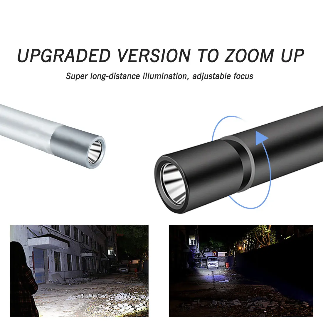 

LED Flashlight USB Rechargeable Mini 3 Lighting Modes Waterproof Flashlight Zoom Stylish Portable Night Lighting