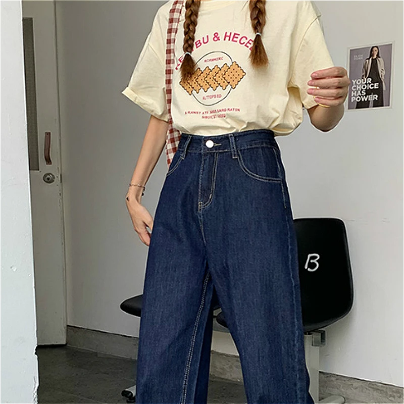 

Jeans Women High Waist Straight Mopping Korean Style Fashion Street-wear Ins New Trendy Vintage Students Ulzzang Chic Retro BF