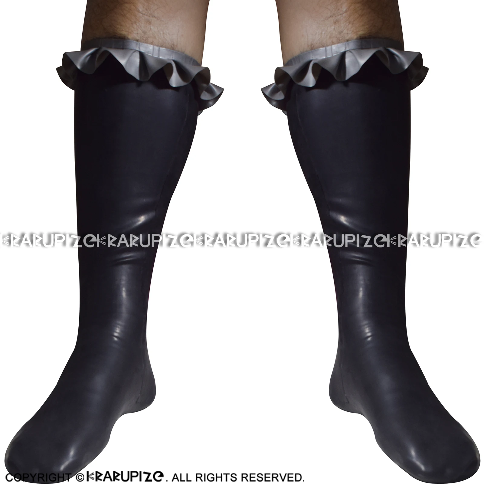 Черный и розовый пикантные короткие латекса носки с оборочками на верхней части