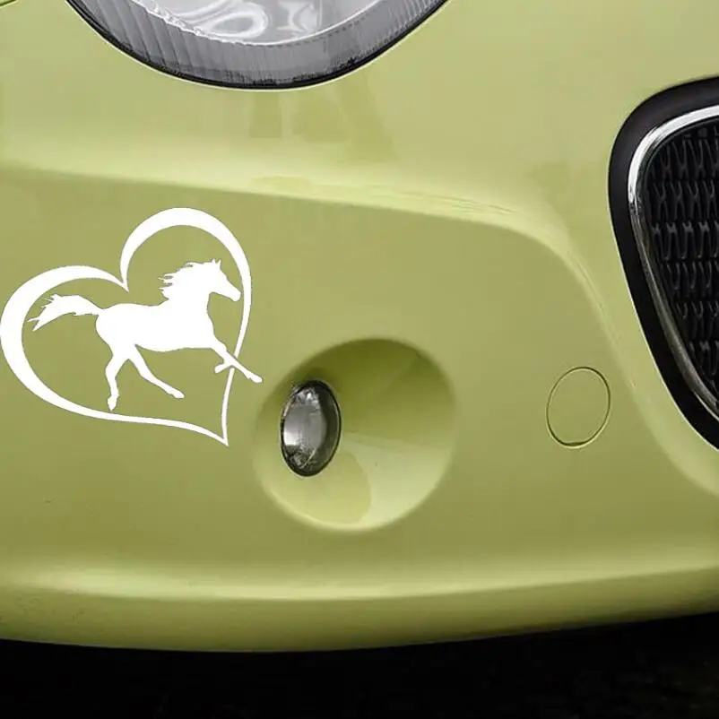 

BROSHOO Car Styling Lovely Horse Heart Shaped Animal Car Stickers Vinyl Waterproof Motorcycles Laptop Car Decor Decal 14*14cm