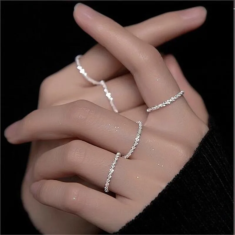 

Korean 925 Sterling Silver Sparkling Finger Ring For Women Girls Party Wedding Fashion Jewelry jz122