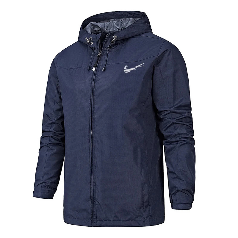 

2021 Men's Solid Color Coat Men's Fashion Winter Outdoor Jacket Light Jacket Zipper Waterproof Jacket Hooded Coat