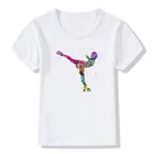 Акварель на фигурных коньках Принт с изображением девочки дизайнерская детская футболка милые летние топы для девочек; K6273 одежда белого цвета из серии 