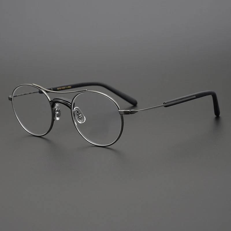 

New Japanese Brand John Lennon Handmade Small Round Frame Titanium Retro Prescription Glasses Ultralight Double Beam Eyeglasses