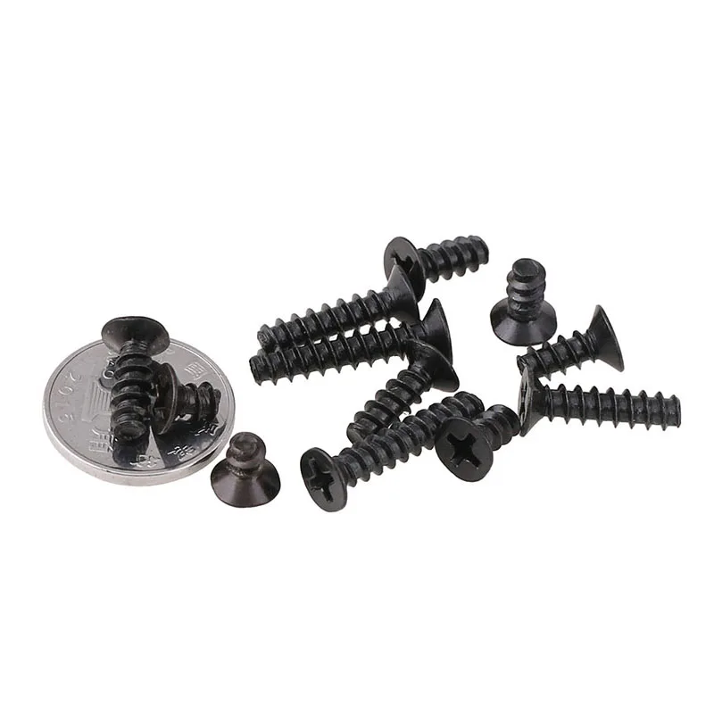 

Black Phillips Flat Tail Self Tapping Screws Countersunk Head Flat End Bolts For Glasses M1.4 M1.7 M2 M2.3 M2.6-M4