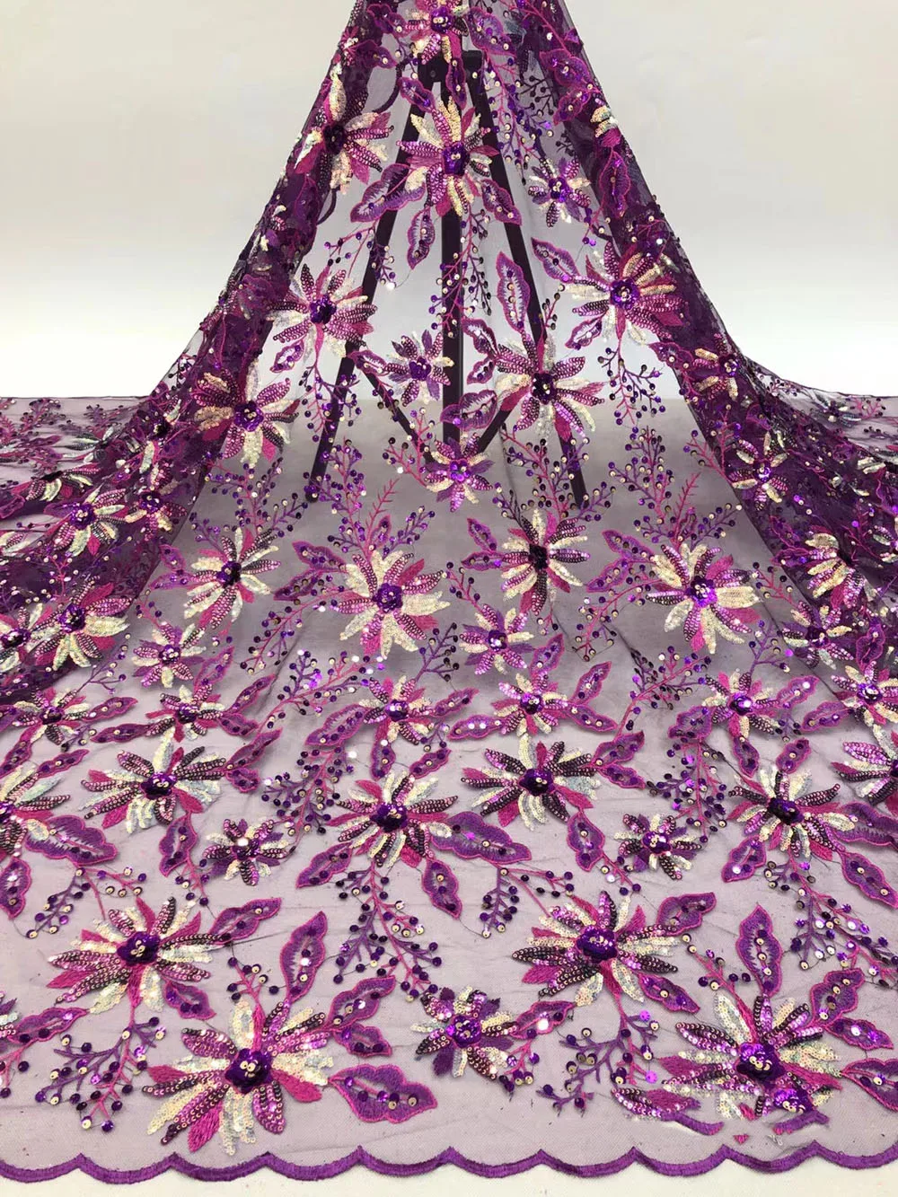 

Платье высокого качества из сетчатой ткани, кружевная ткань с цветами из пайеток одежда с украшениями из очень тонкой шёлковой сеткой для в...