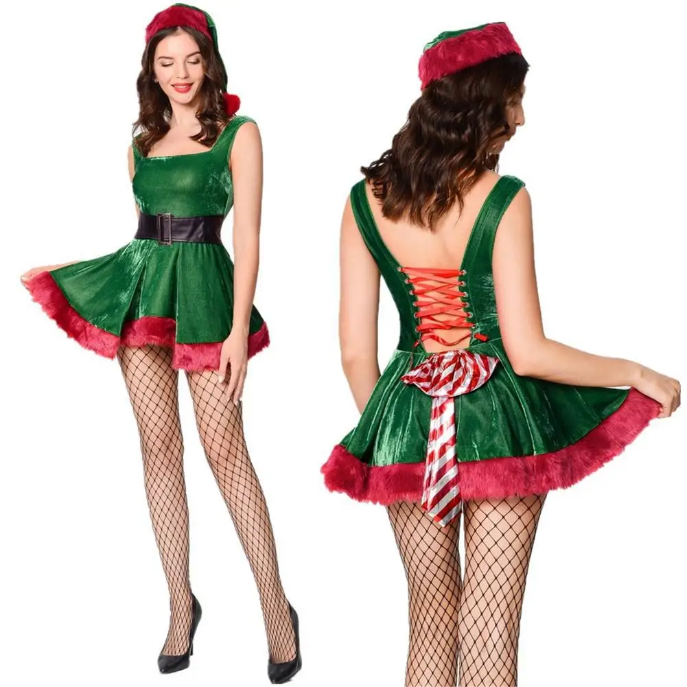 

Christmas Costume Dress Party Uniform With Belt And Hat Thanksgiving Christmas Gifts For Women One Size
