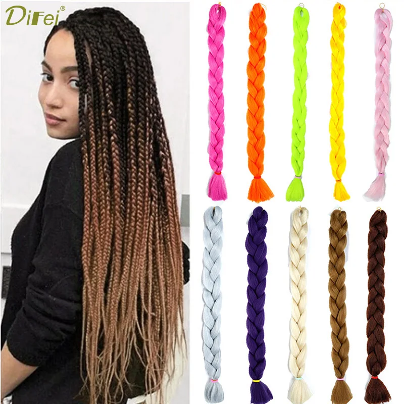 Синтетические пряди DIFEI для наращивания 82 дюйма однотонные синие розовые