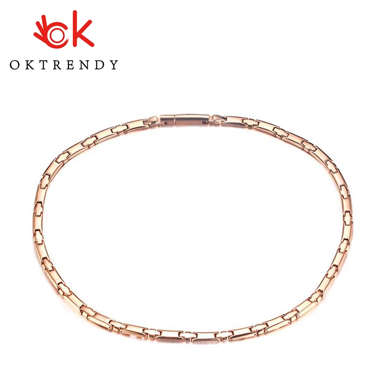 

Oktrendy Chain Necklaces Magnetic Pure Titanium Health Energy Germanium Element Rose-gold Fashion 52cm Necklaces For Men Women
