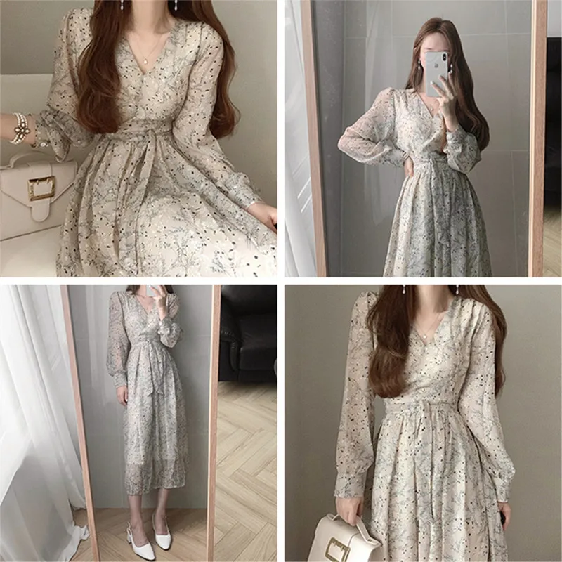 

CBAFU floral print sweet women dress chic all-match streetwear elegant termperament fit and flare summer dresses casual M385
