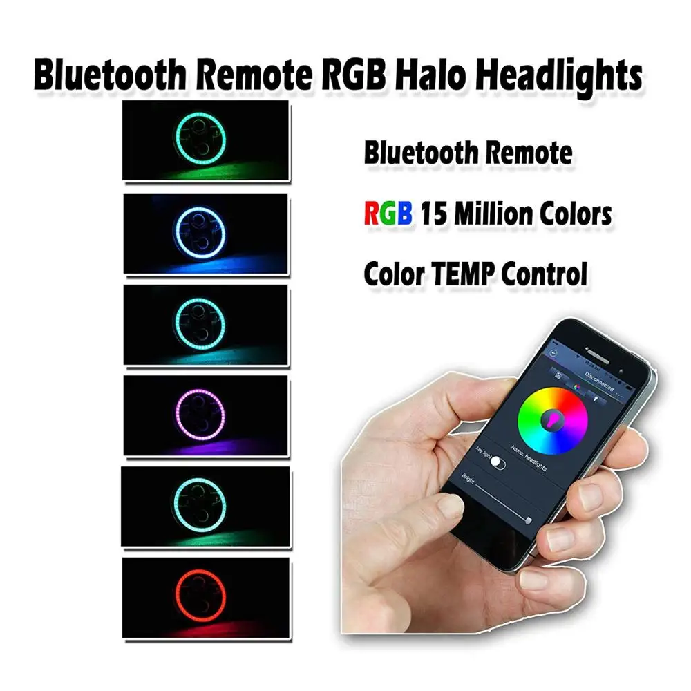 5 75 RGB гало фары мотоцикла Ангел глаз кольцо Bluetooth телефон APP контролируемые 3/4