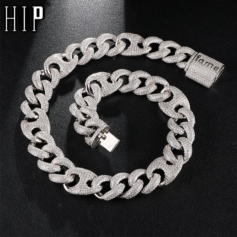 Хип-хоп 18 мм Bling AAA CZ кубический цирконий Iced Out Box Застежка Роскошная кубинская